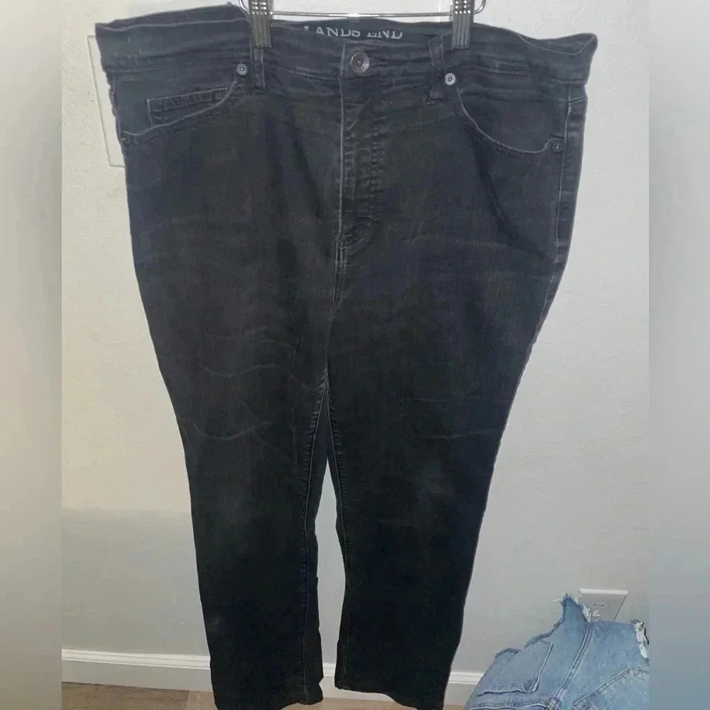 Land's end high rise straight black jeans‎ size 14
